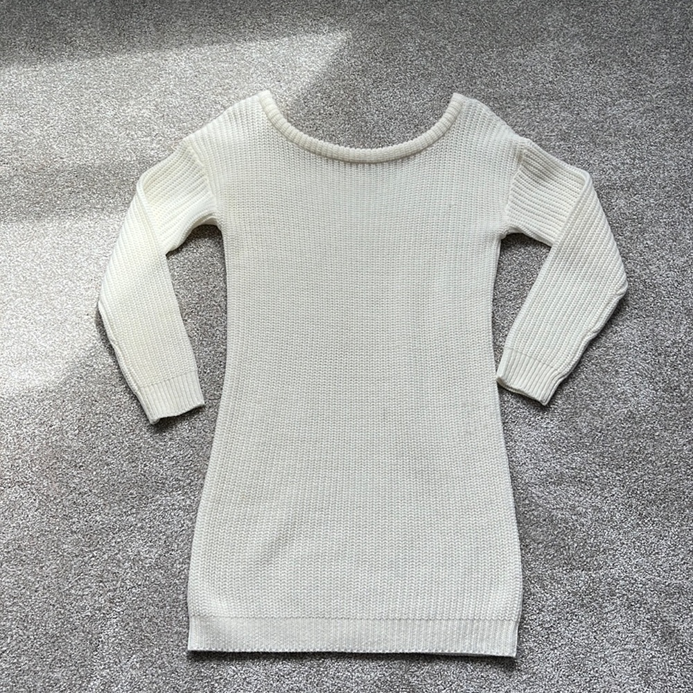 Cream colored sweater dress, knee length, never worn, size S/M